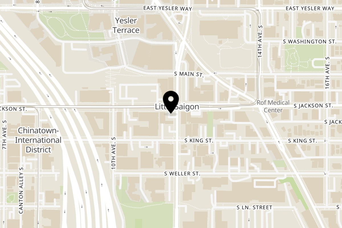 Map showing the location of ChuMinh Tofu Chu Minh Tofu and Vegan Deli on 1043 S Jackson St in Seattle